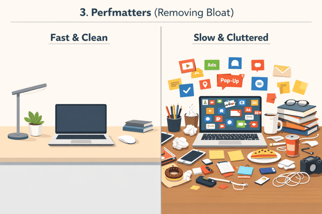Perfmatters script manager disabling unused CSS and JS for better performance