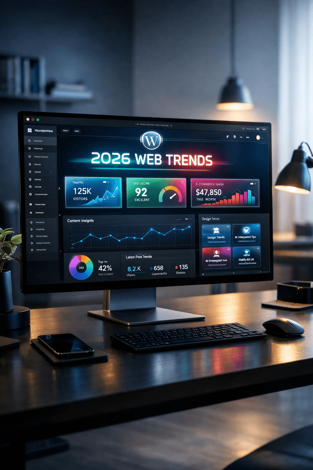 Professional WordPress website design dashboard in 2026